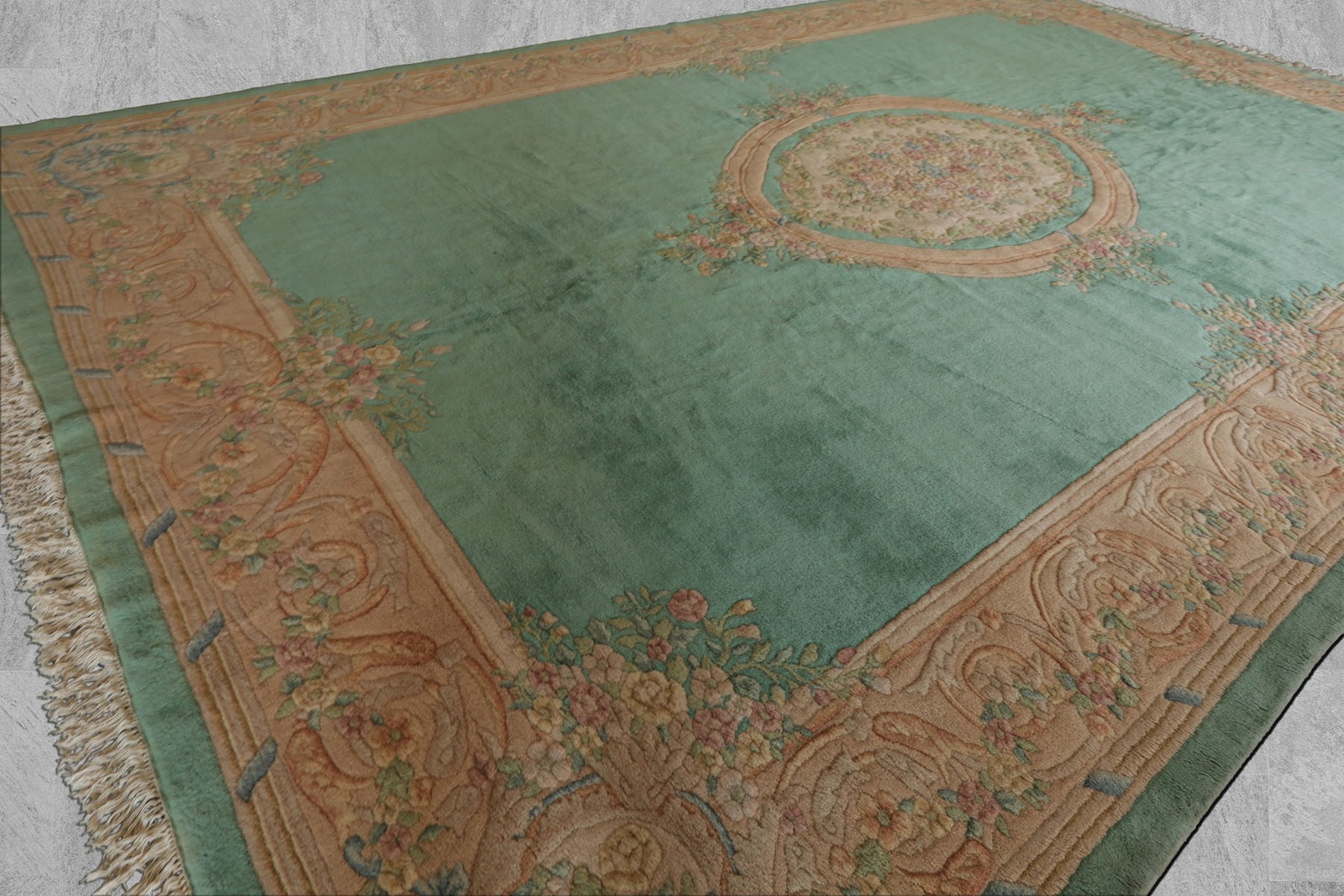 12’5″x20’5″ Oversize Hand Knotted Wool French Aubusson Savonnerie Plush Pile Rug