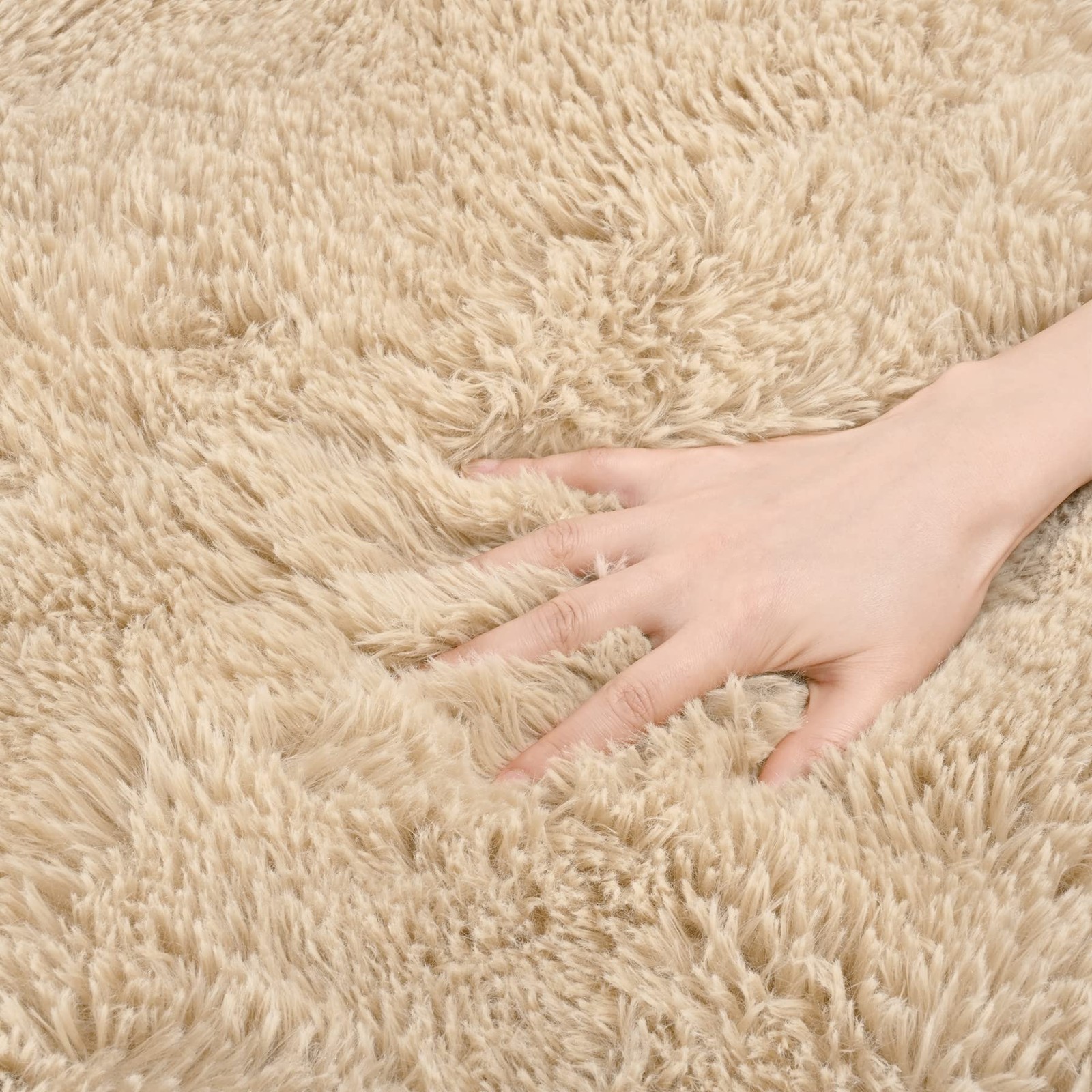 2X3 Rug Small Beige Rug Fluffy Rugs for Bedroom Kicthen 2 x 3 Feet Light Tan
