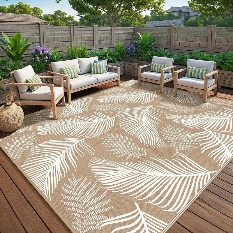 LOKHOM 9×12 Outdoor Reversible Rug Waterproof Plastic Straw Patio RV Camping Mat