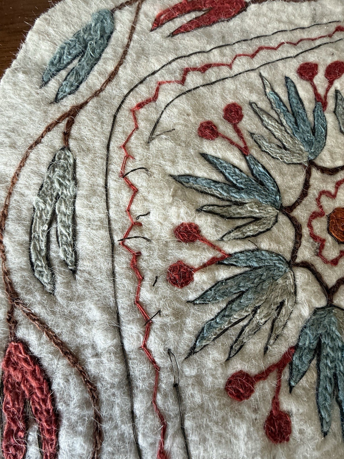 FELTED WOOL RUG-BLANKET-THROW. MULTI COLOURED FLORAL 34 X 62