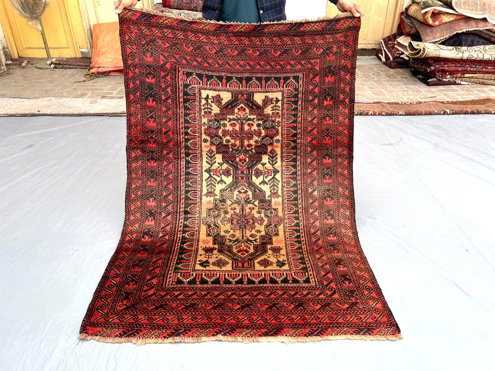 3’9 x 5’5 Ft Classic Baluchi Tribal Rug– Afghan Vintage Tree of Life Wool Carpet
