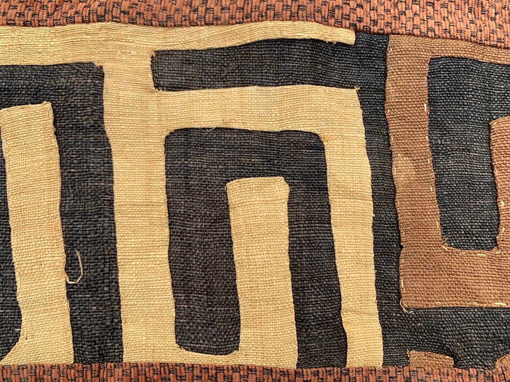 Vintage African Kuba Cloth, Natural Woven,Handmade Fabric,Two kuba Cloth 1×1 ft