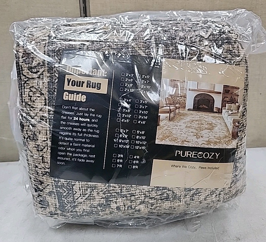 NEW Pure Cozy Vintage Area Rug 9′ x 12′ Brown Washable Living Room Accent Brown