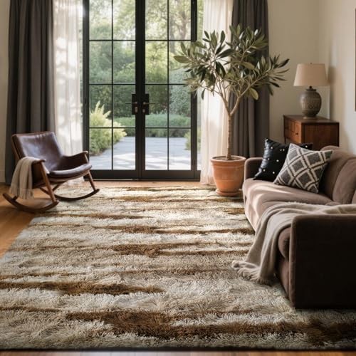 Area Rugs for Living Room, 6×9 Feet Soft 6′ x 9′ (Rectangular) D-khaki 24sm02