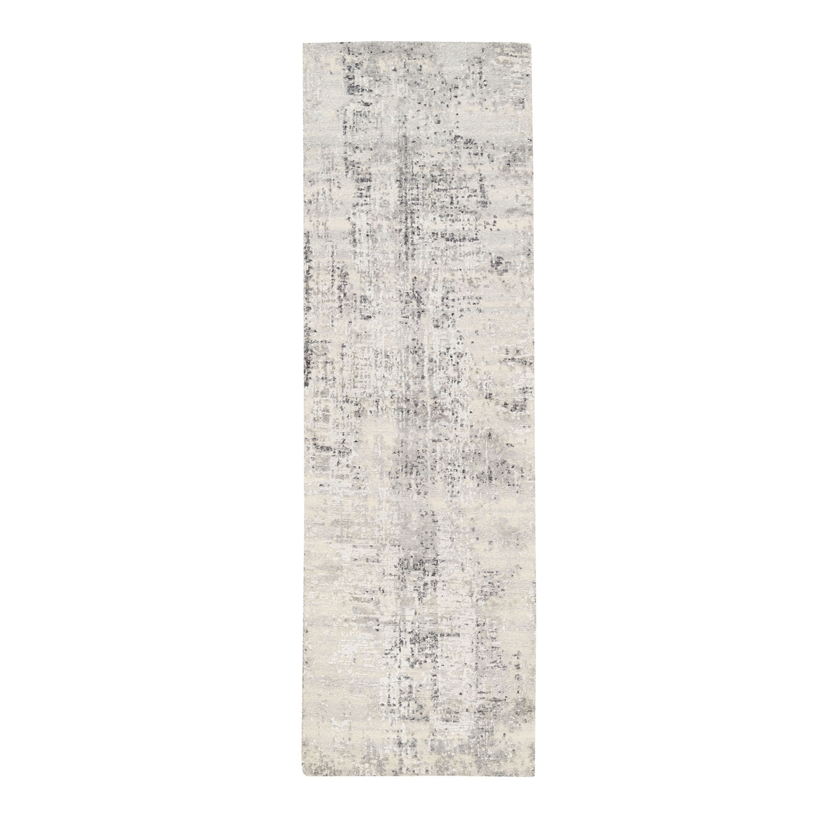 2’6″ x 8’1″ Undyed Natural Wool Modern Cut And Loop Pile Beige Runner Rug R62913
