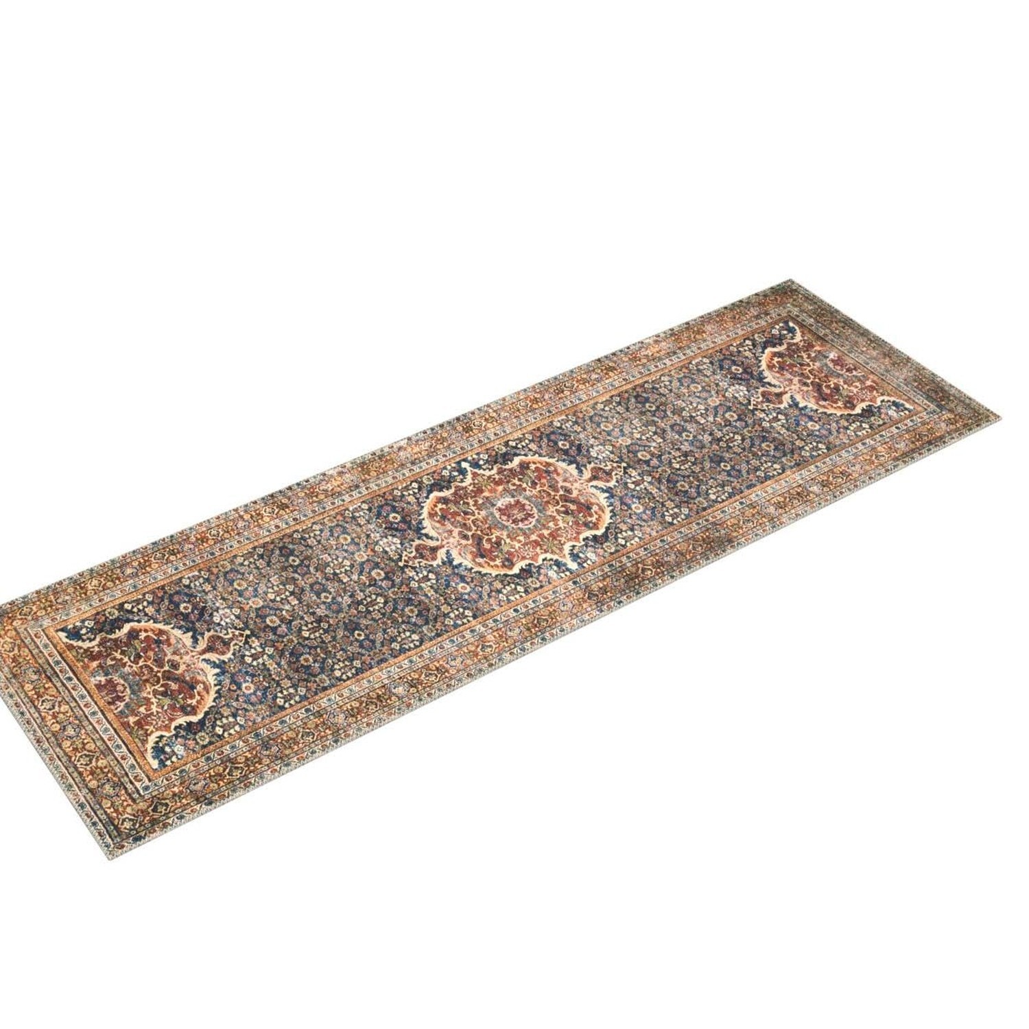 Loloi LAYLA Collection, LAY-09, Cobalt Blue / Spice, 2′-6″ x 7′-6″, .13″ Thic…