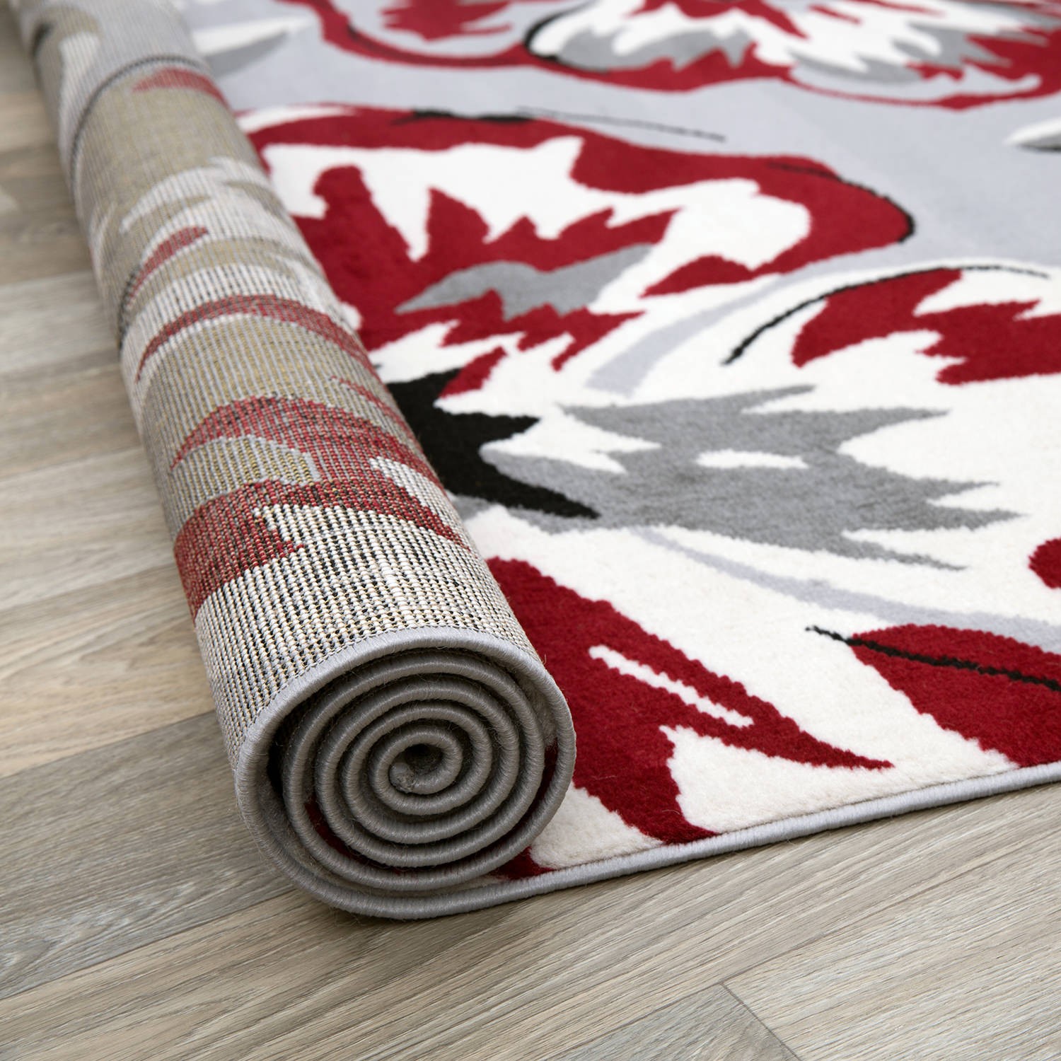 Rugshop Area Carpets Modern Floral Design Polypropylene Rugs Jute Red Rugs 5×7