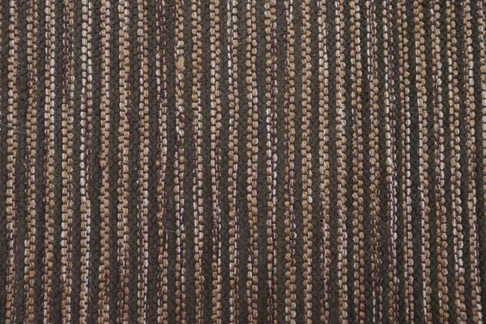 Handmade Olive Green Brown Cotton Flatweave Kilim Pinstripe Accent Rug Mat