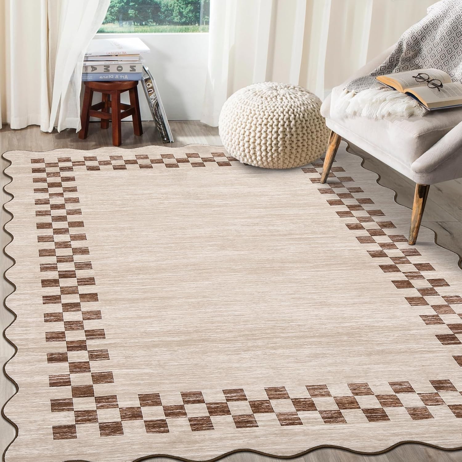 5×7 Modern Scalloped Rug – Ultra-Soft, Stain Resistant, Pet Friendly