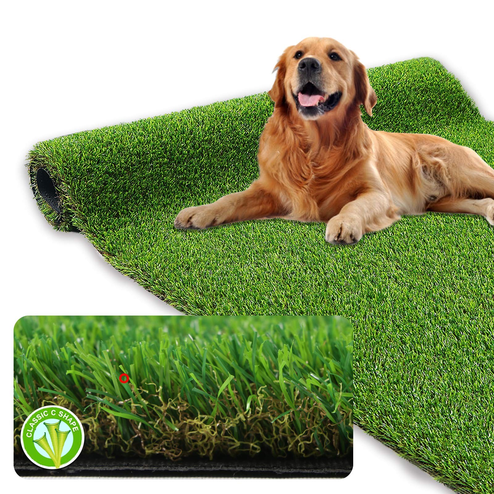 XLX TURF Realistic Artificial Grass Outdoor Rug – 3 FT x Thick & Pets Friendly
