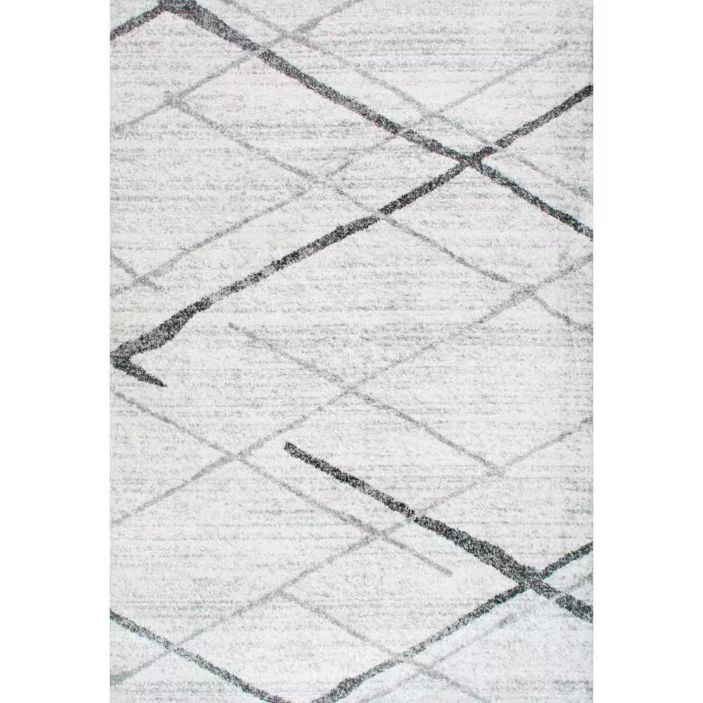 Thigpen Contemporary Stripes Gray Doormat 3 Ft. X 5 Ft. Area Rug