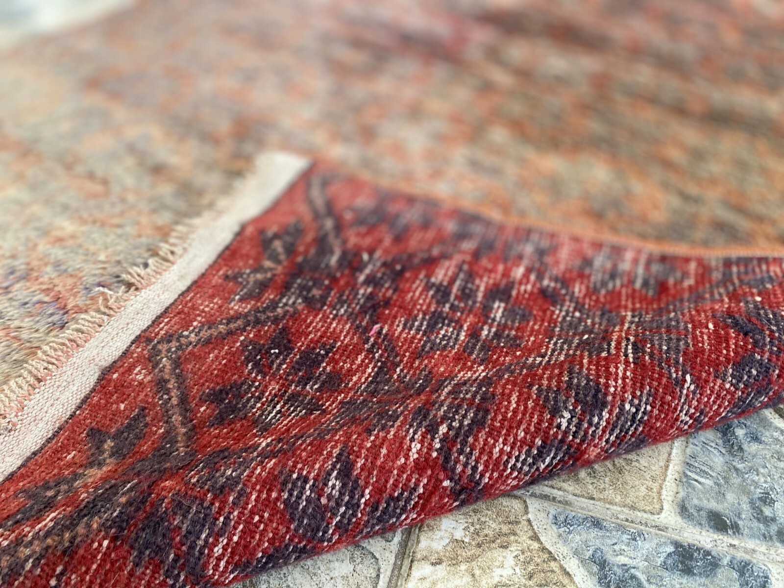 Vintage Turkish Oushak Rug Handmade Wool 1960s Anatolian Tribal Runner