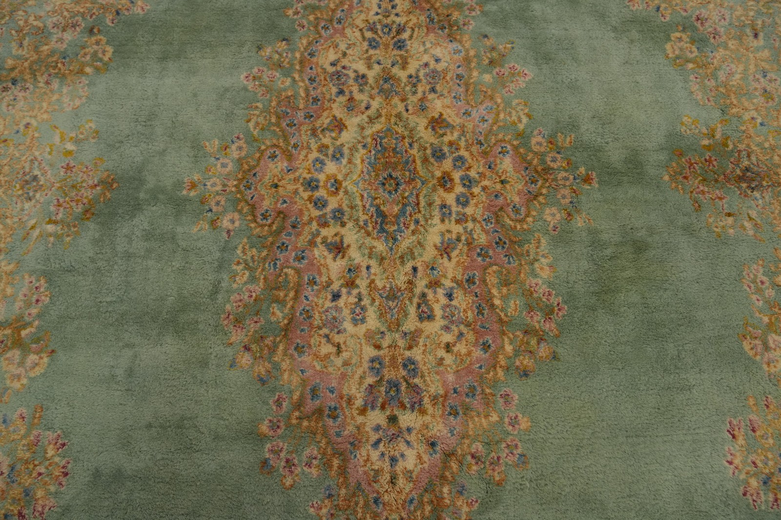 Vegetable Dye Vintage Green Traditional Large Rug 11×21 ft Hand-knotted Wool