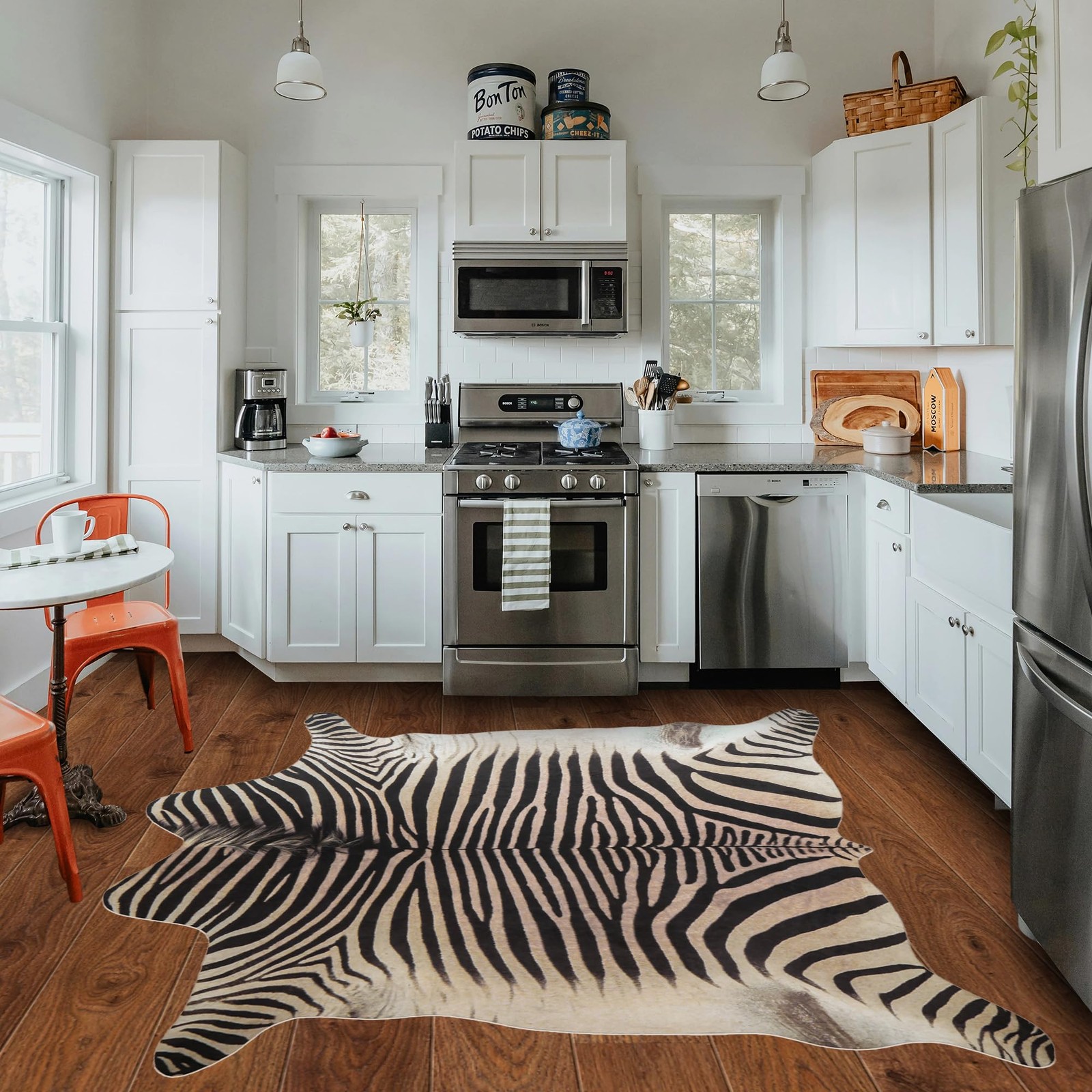 Guyekobe Large Zebra Rug 7.6×6.2 ft Beige and XL ( 7.6X6.2 ),