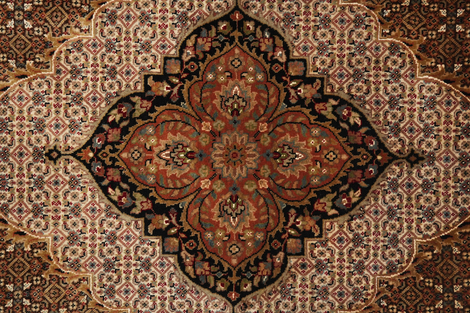 8 x 10 Dark Chocolate Brown Quality Area Rug Tabriiz Mahii Wool and Silk #F-4460