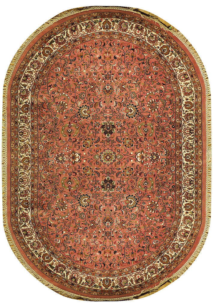 8×11′ Red Traditional Oval Saroouk Rug 74902
