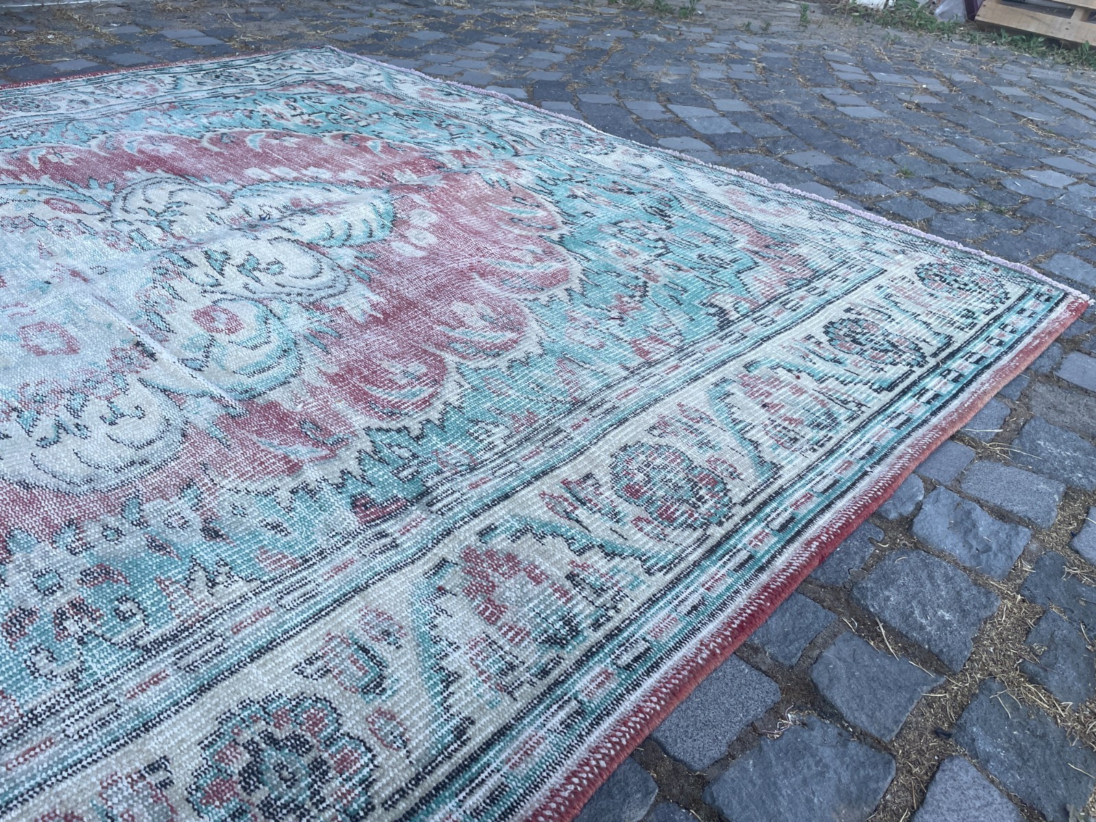 Turkish Vintage Rug, Handmade Wool Rug, Bohemian Large Rug, 6,3 x 9,3 ft