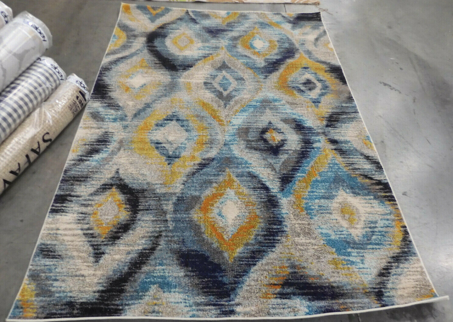 BLUE / MULTI 5′-1″ X 7′-7″ Stained Rug Reduced Price 1172602802 MNC242J-5