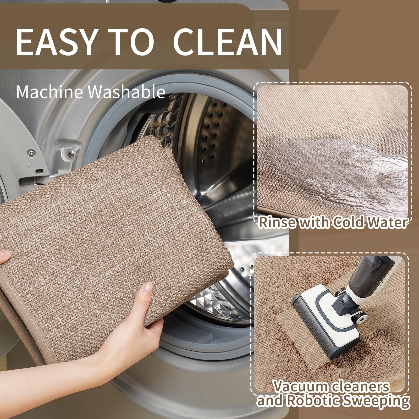 Non Slip Kitchen Runner Rugs, Washable Absorbent Mats for Floor, Thick Weave