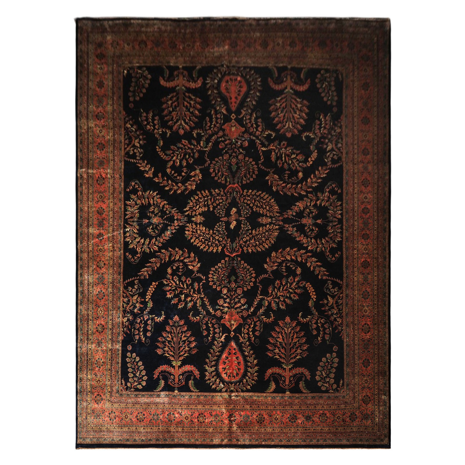 14’6″x19’8″ Hand Knotted New Zealand Wool Royal Blue Rose Kalaty Rug