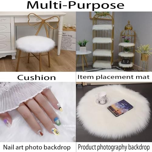 Luxury Faux Fur Sheepskin Cushion Fluffy Area Rug-Premium Photography Round