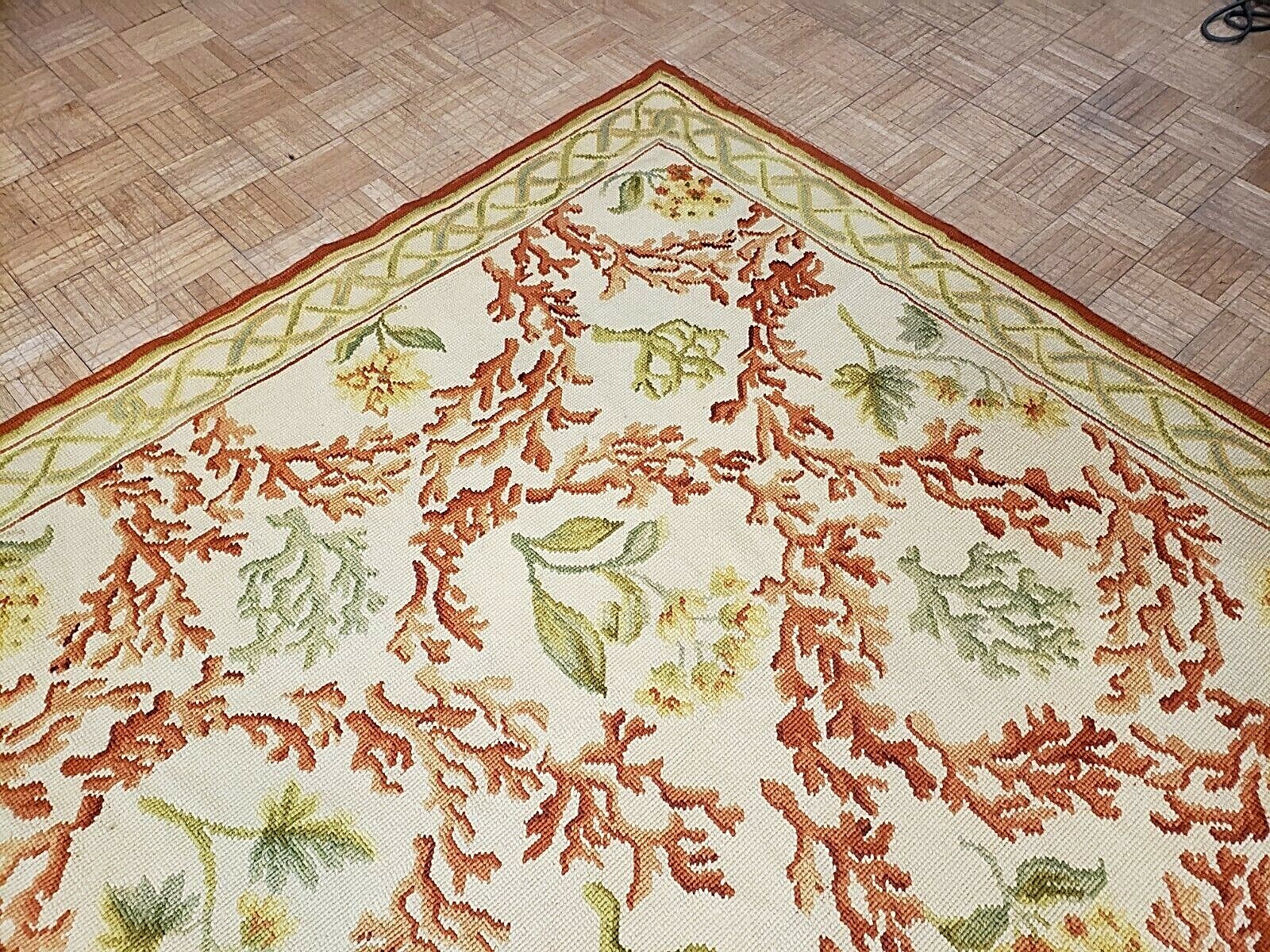 8×10 VINTAGE PORTUGUESE HOOKED RUG 1960’s – EXCELLENT CONDITION – VERY RARE