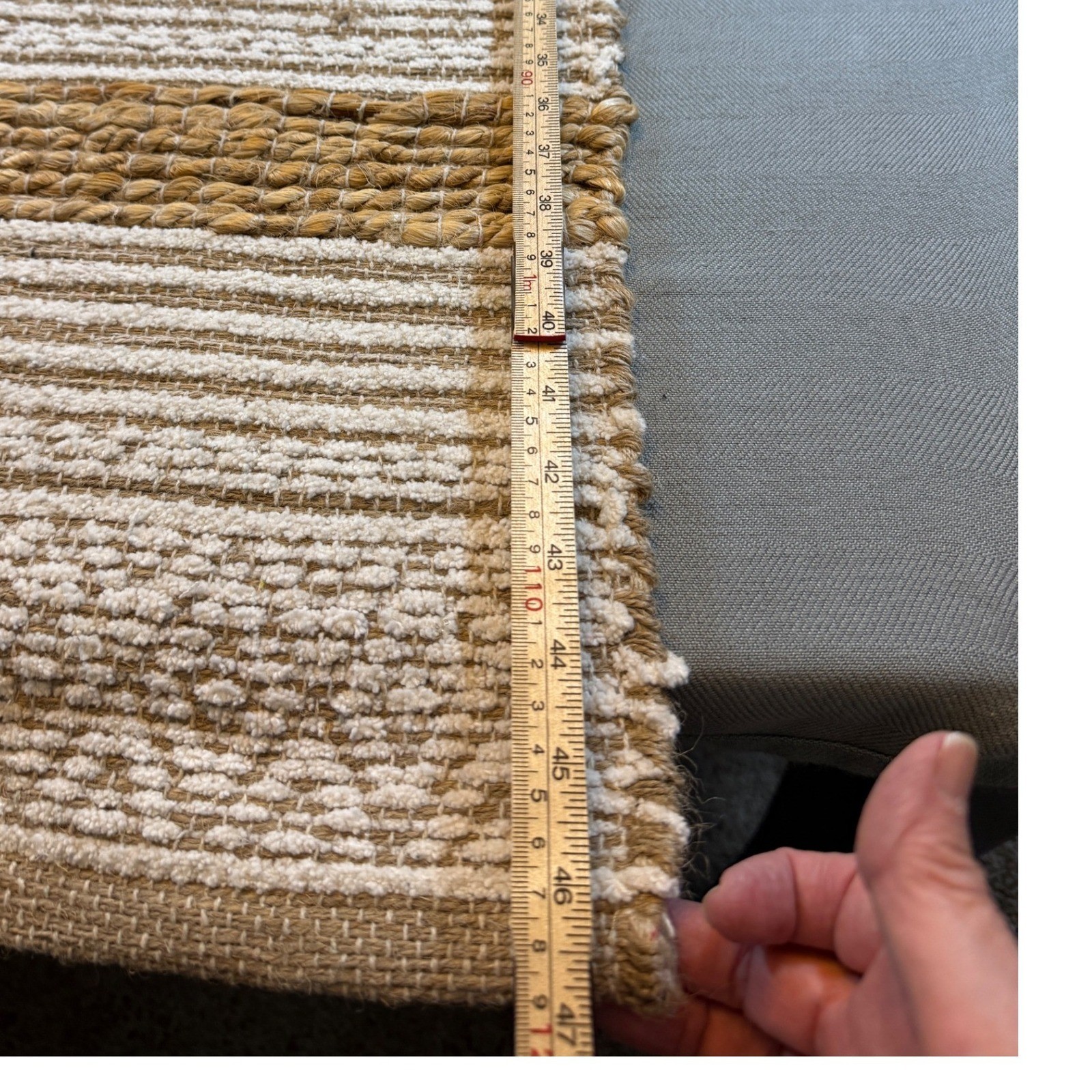 Tommy Bahama Jute Area Rug Natural Tan Cream Woven Geometric Striped 27×47