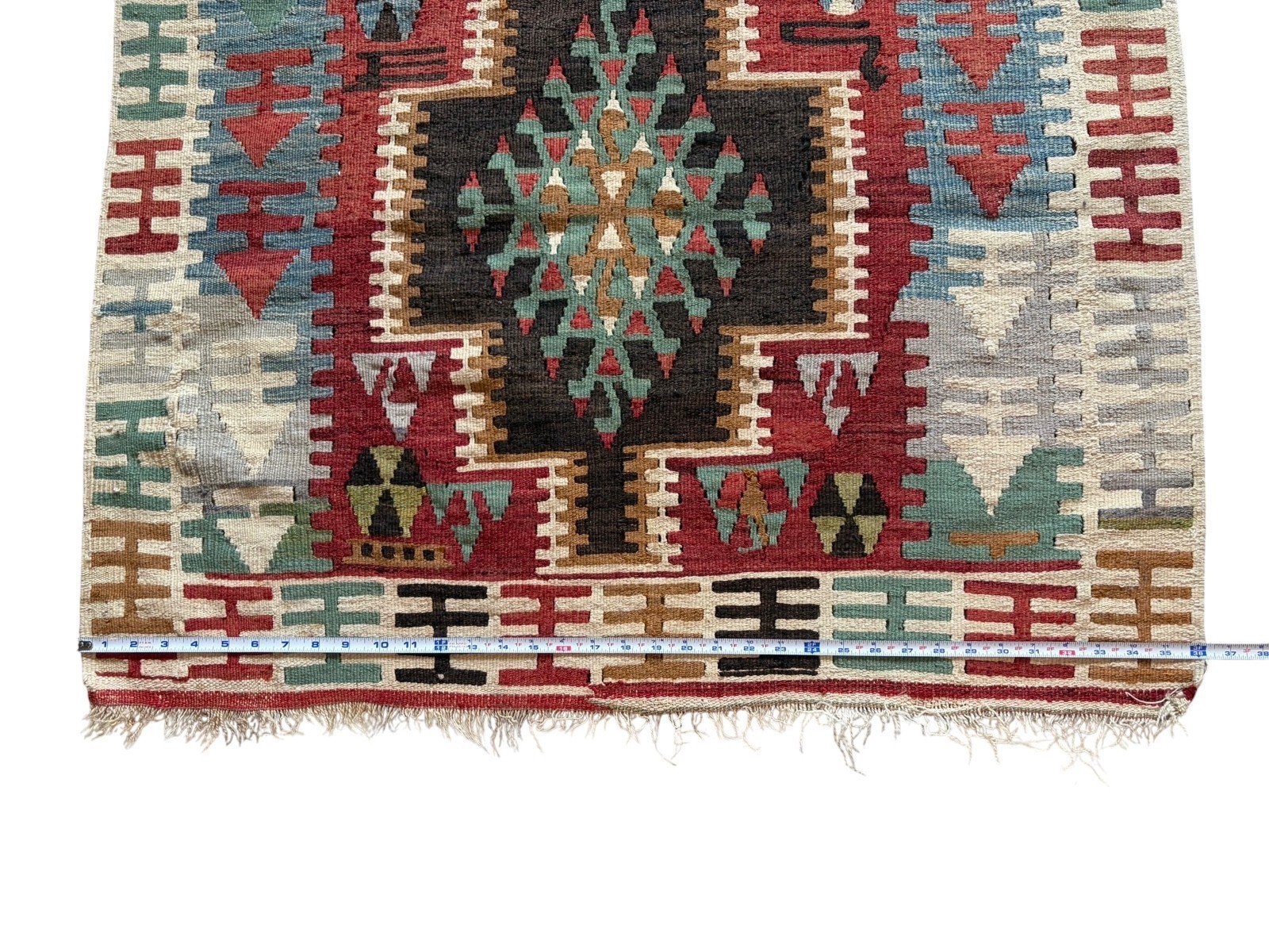 Vintage Handwoven Turkish Kilim Rug Southwestern Tribal 3 X 5.25 Flatweave Wool