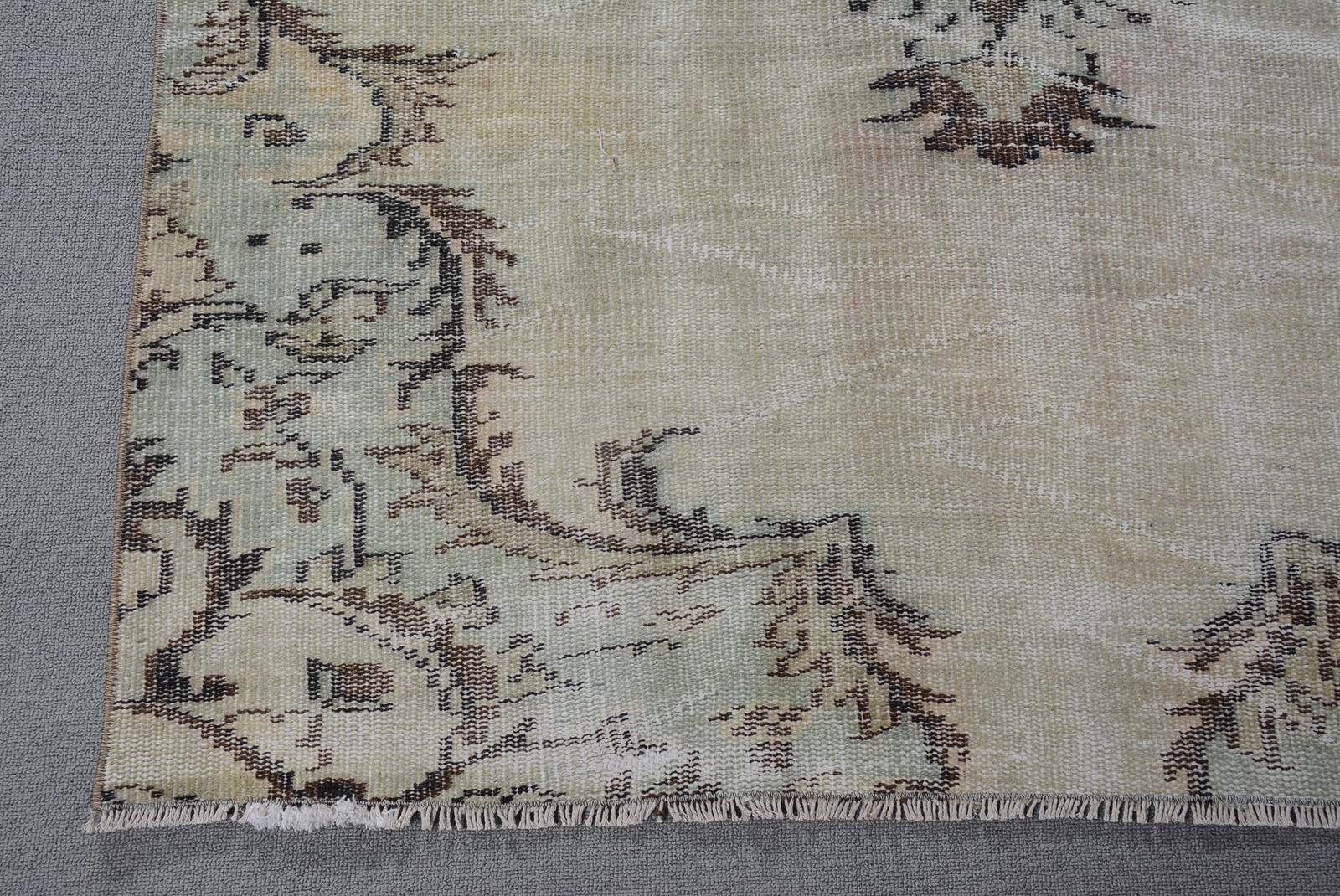 4,1×8,4 ft Rug, Vintage Turkish Rug, White Wool Rug