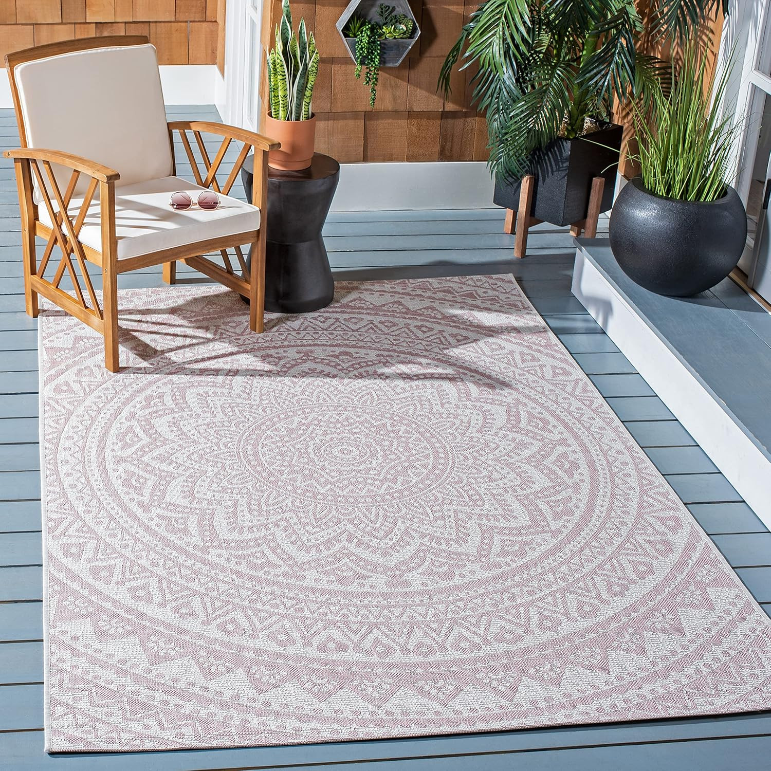 SAFAVIEH Courtyard Collection 2’7″ X 5′ Ivory/Soft Pink CY8734 Indoor/ Outdoor W