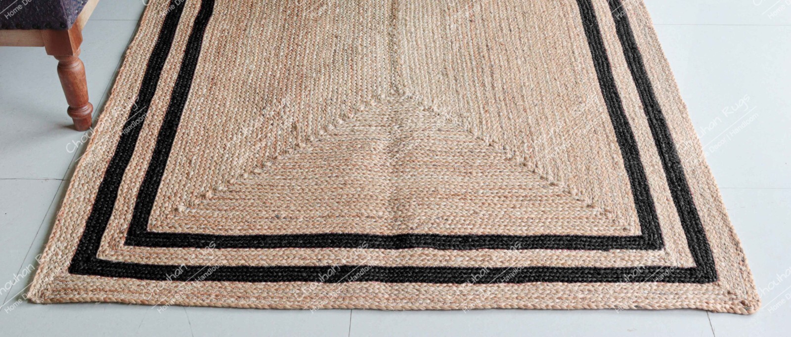 Natural Braided Square Jute Beige & Black Double Border Beautiful Kitchen Décor