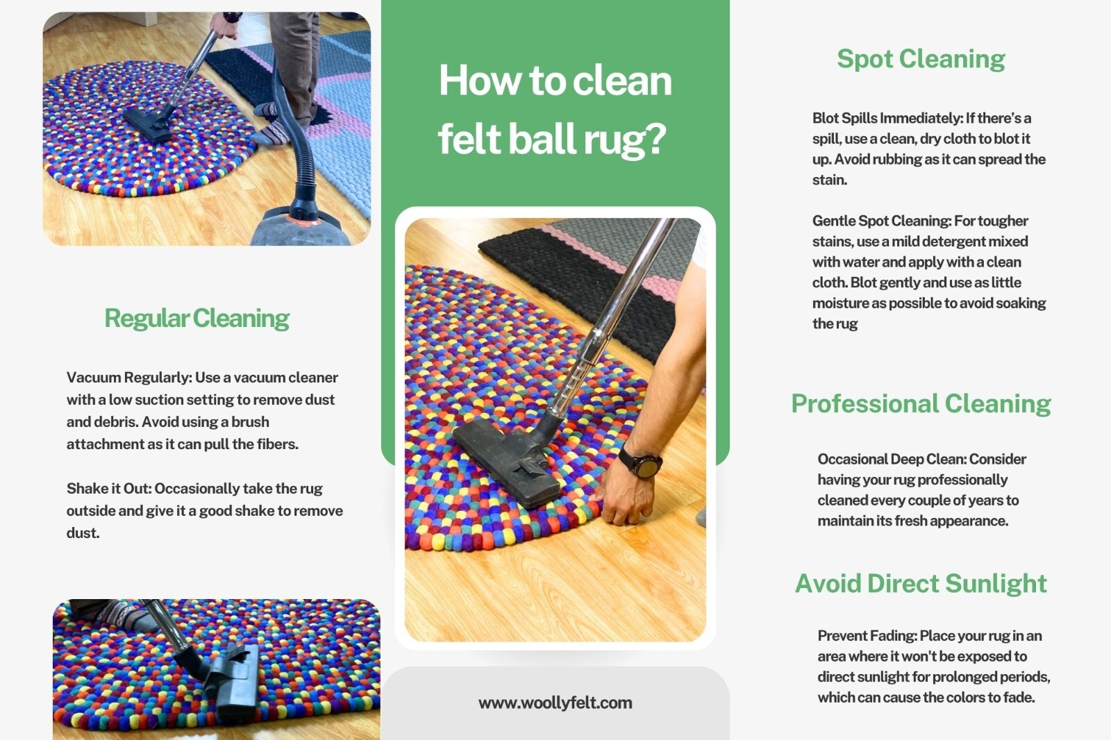 Handmade Seven Chakra Felt Ball Rug – Authentic & Fair Trade Décor For Home