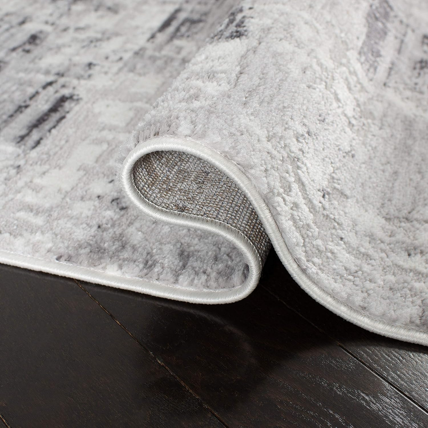 Amelia 9′ x 12′ Modern Abstract Area Rug, Grey & Charcoal