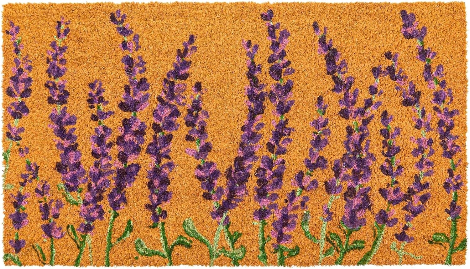 Lavender Floral Door Mat – 17 x 30 in, Purple Coir – Welcome Mat for Front Door