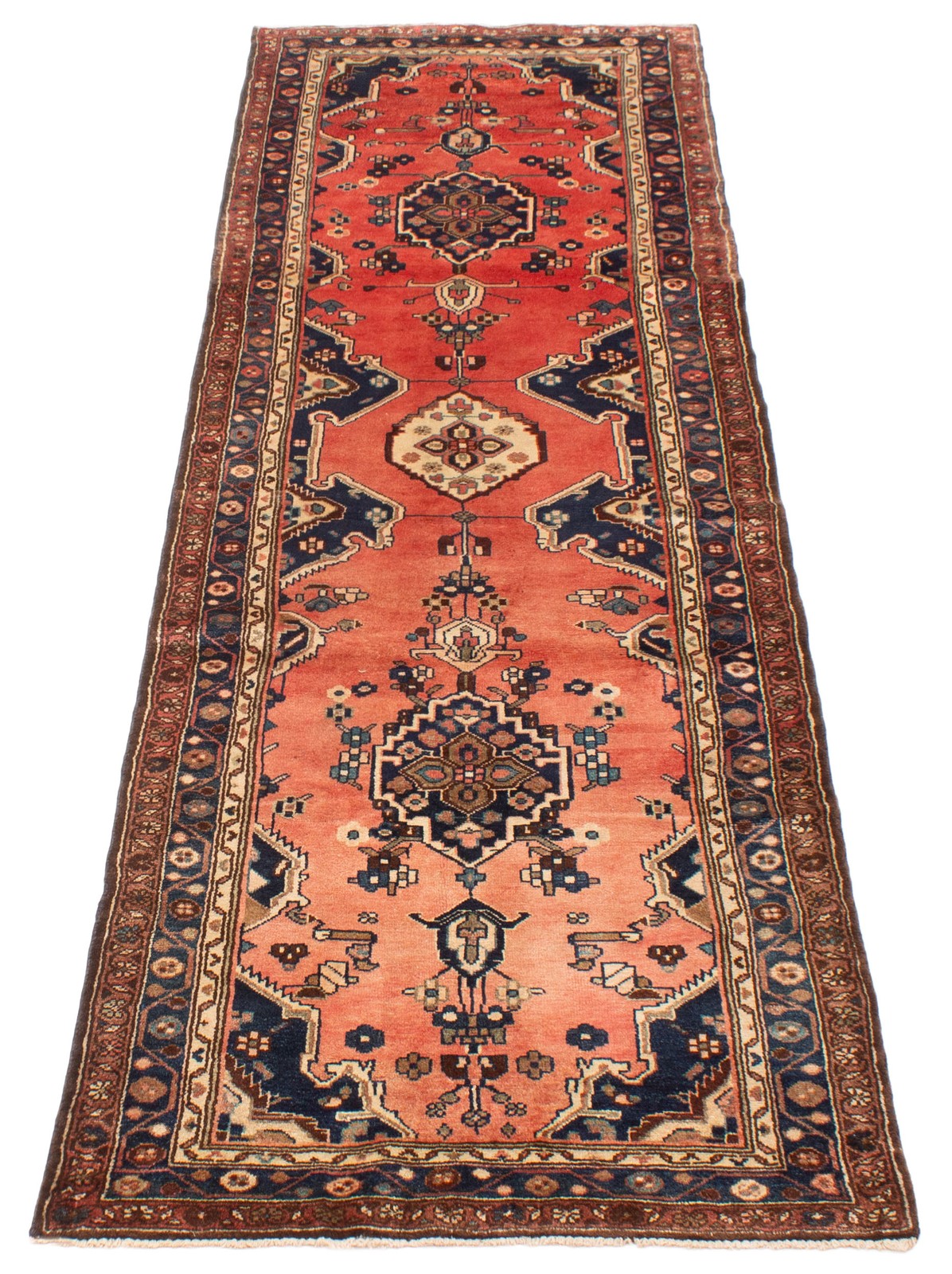 Vintage Hand-knotted Runner Rug 3’2″ x 10’6″ Traditional Oriental Wool Carpet