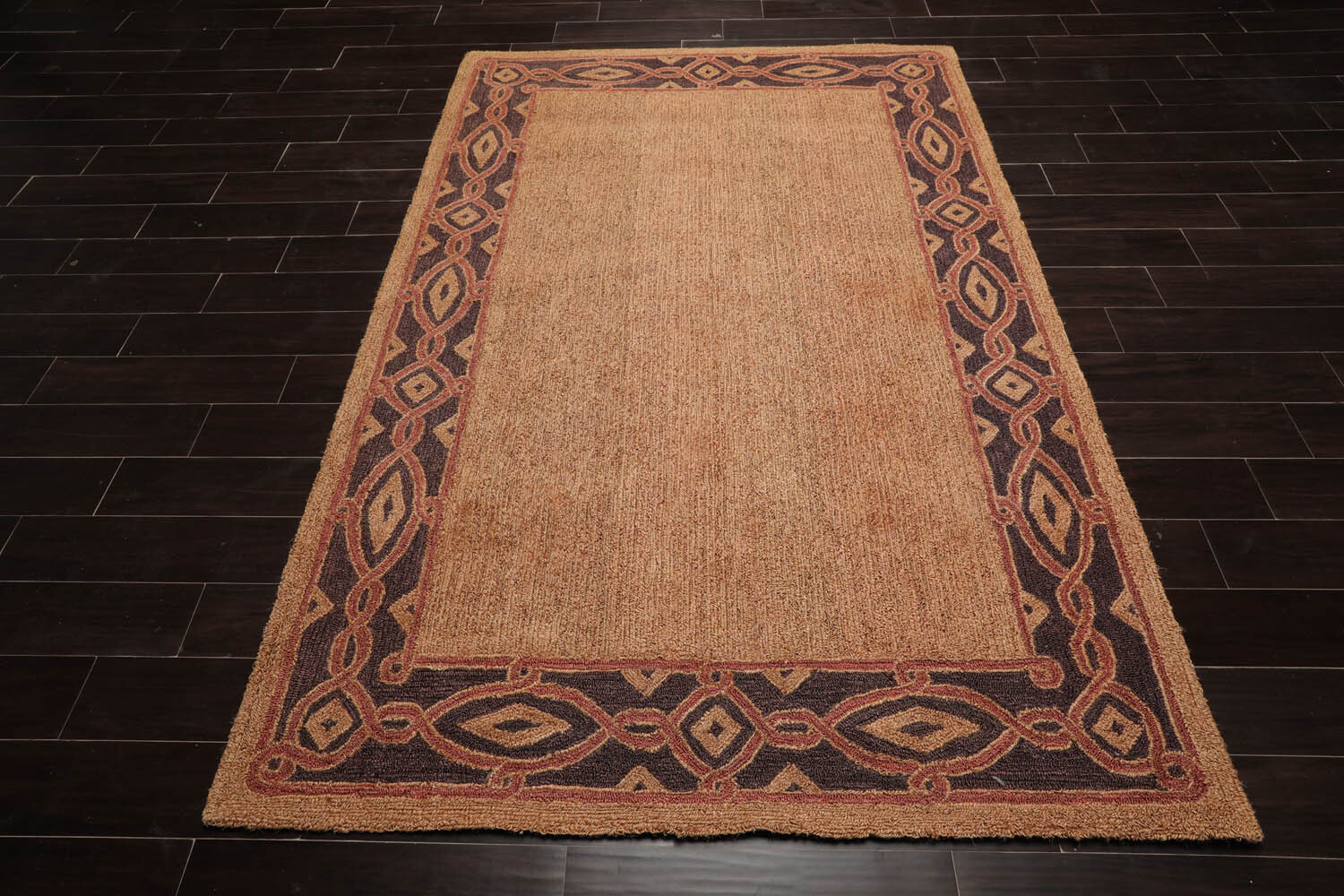 5’6”x7’11” Tan Hand Hooked Traditional Sisal Oriental Area Rug