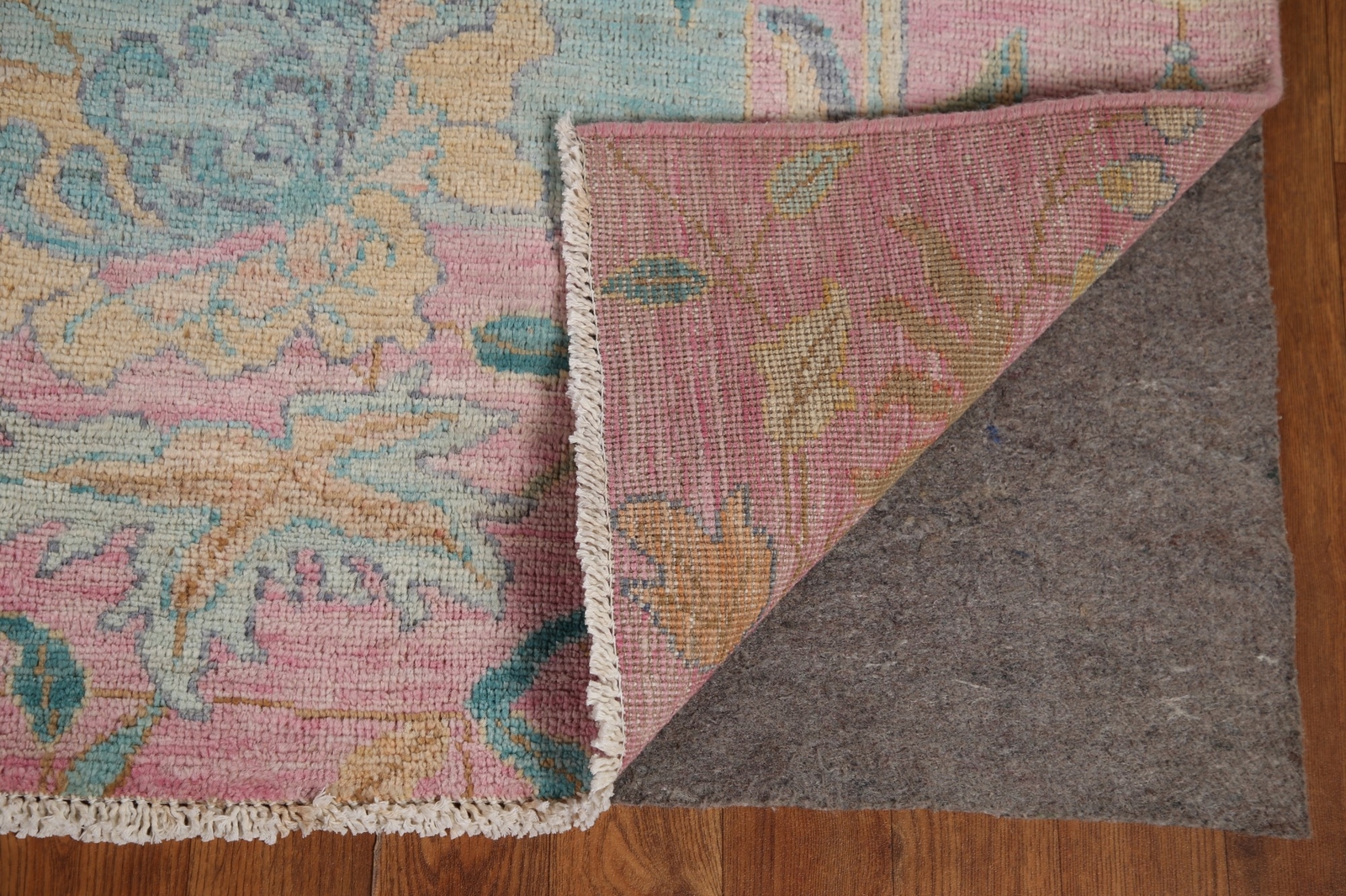 Light Turquoise/ Pink Oushak Turkish Area Rug 9’x12′ Vegetable Dye Handmade Rug