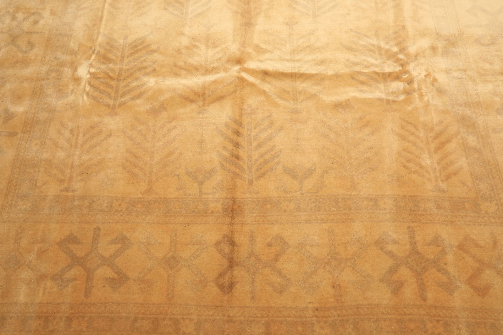 7’9”x9’10” Hand Knotted New Zealand Wool Tan Beige Oushak Silky Sheen Rug