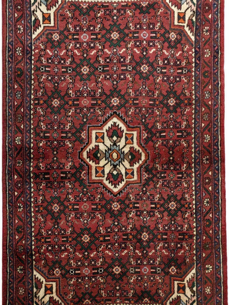 4×5′ Beige Red Traditional Hamaadan Rug 82147