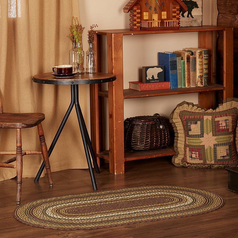Tea Cabin Charcoal Area Oval 24″ x 36″. INCLUDES Rug Pad. VHC Brands.