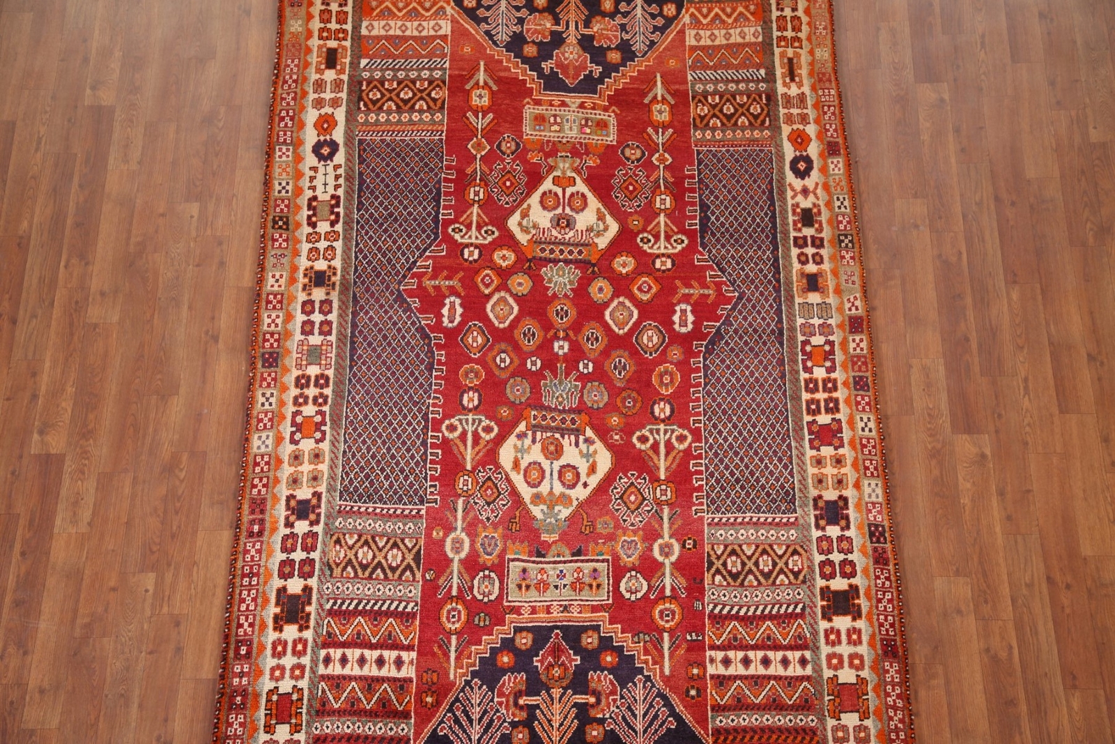 Vintage Tribal Geometric Abadeh Area Rug 5’x8′ Nomad Hand-knotted Wool Carpet