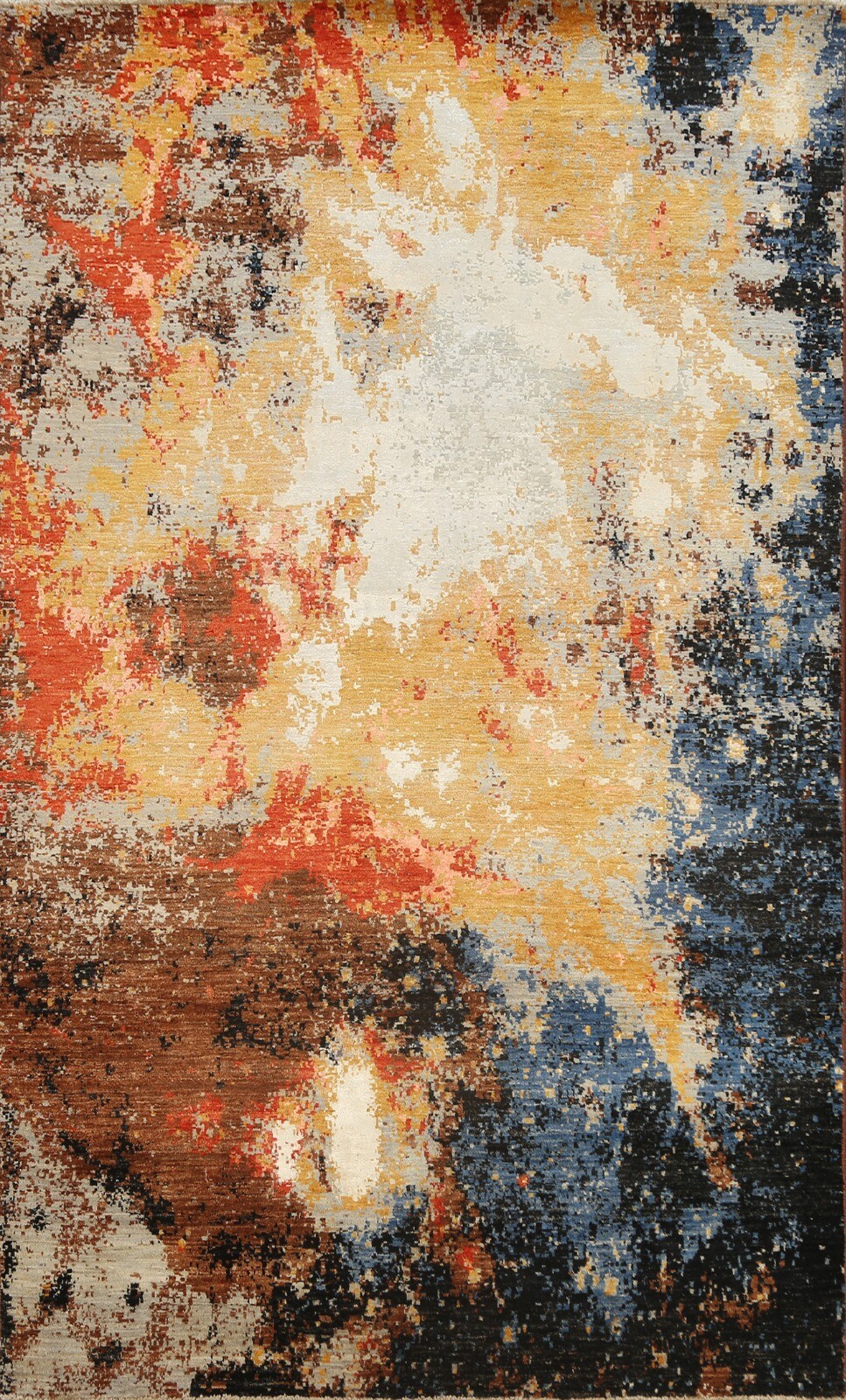 Vegetable Dye Wool/ Silk Handmade Abstract Contemporary Oriental Area Rug 6×9 ft