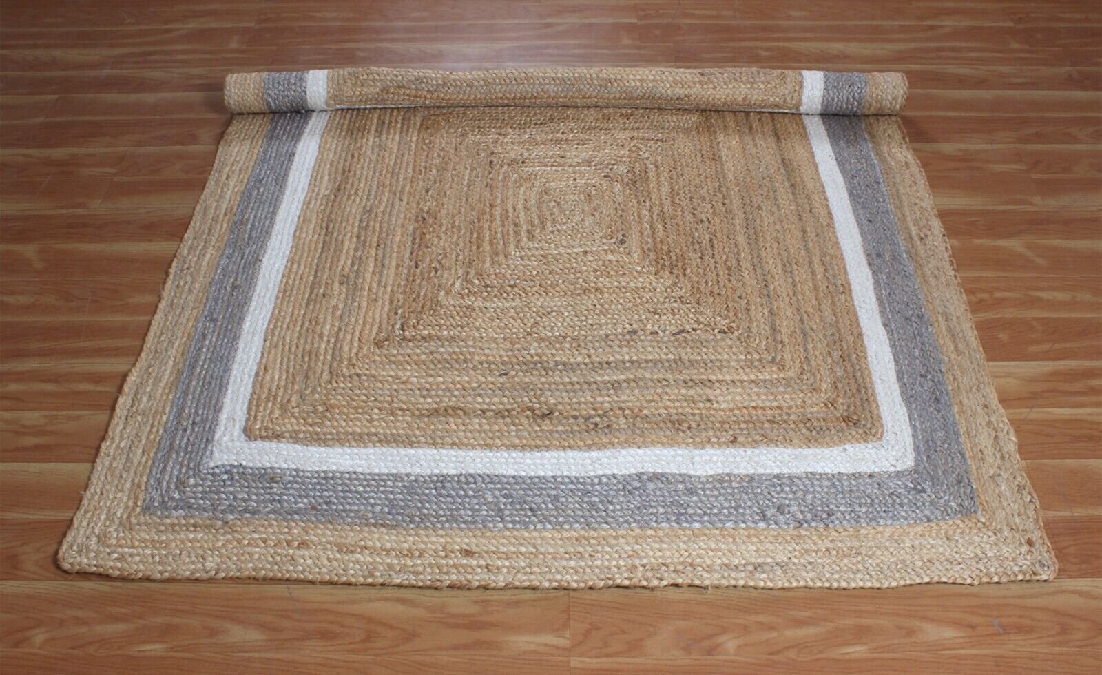 Runner Rug 100% jute braided handmade reversible carpet rustic modern area rugs