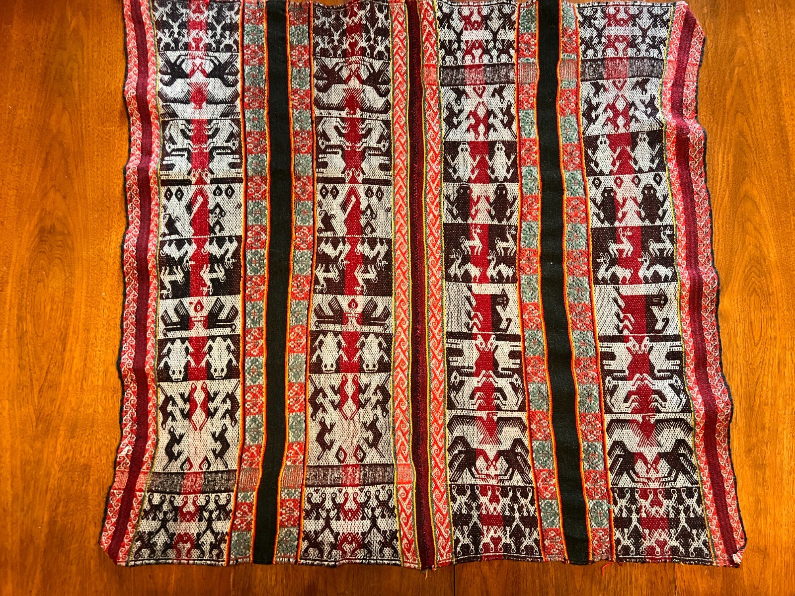Peruvian Hand Woven Mountain Textile Panel Awayu Mastana Stories of Animals