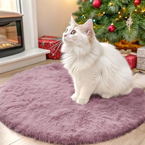 Machine Washable 2 ft Round Rugs for Bedroom – 2 ft Circle Area – Blush
