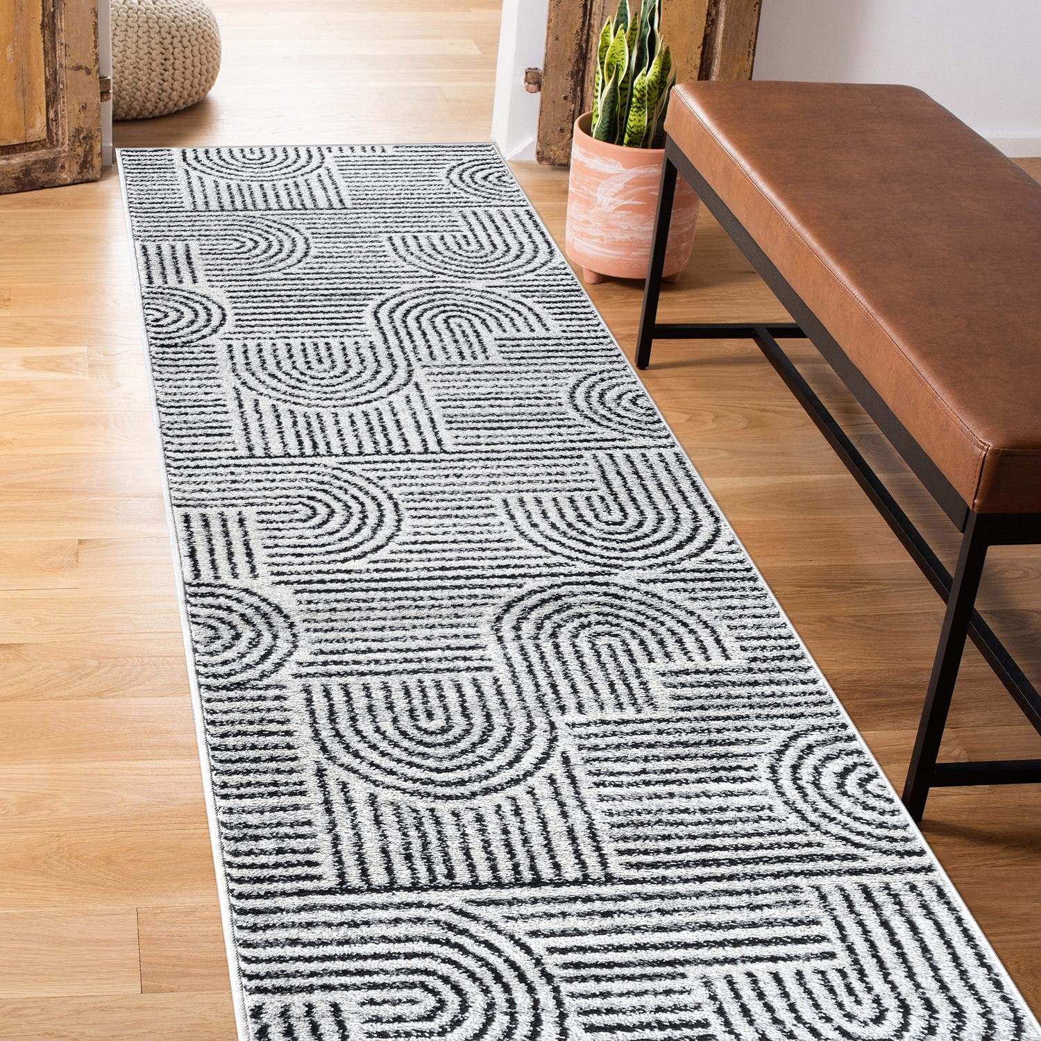 Rugshop Rugs Runners Bohemian Stipre Arch Design Carpet Hallway Rugs Cream 2×7