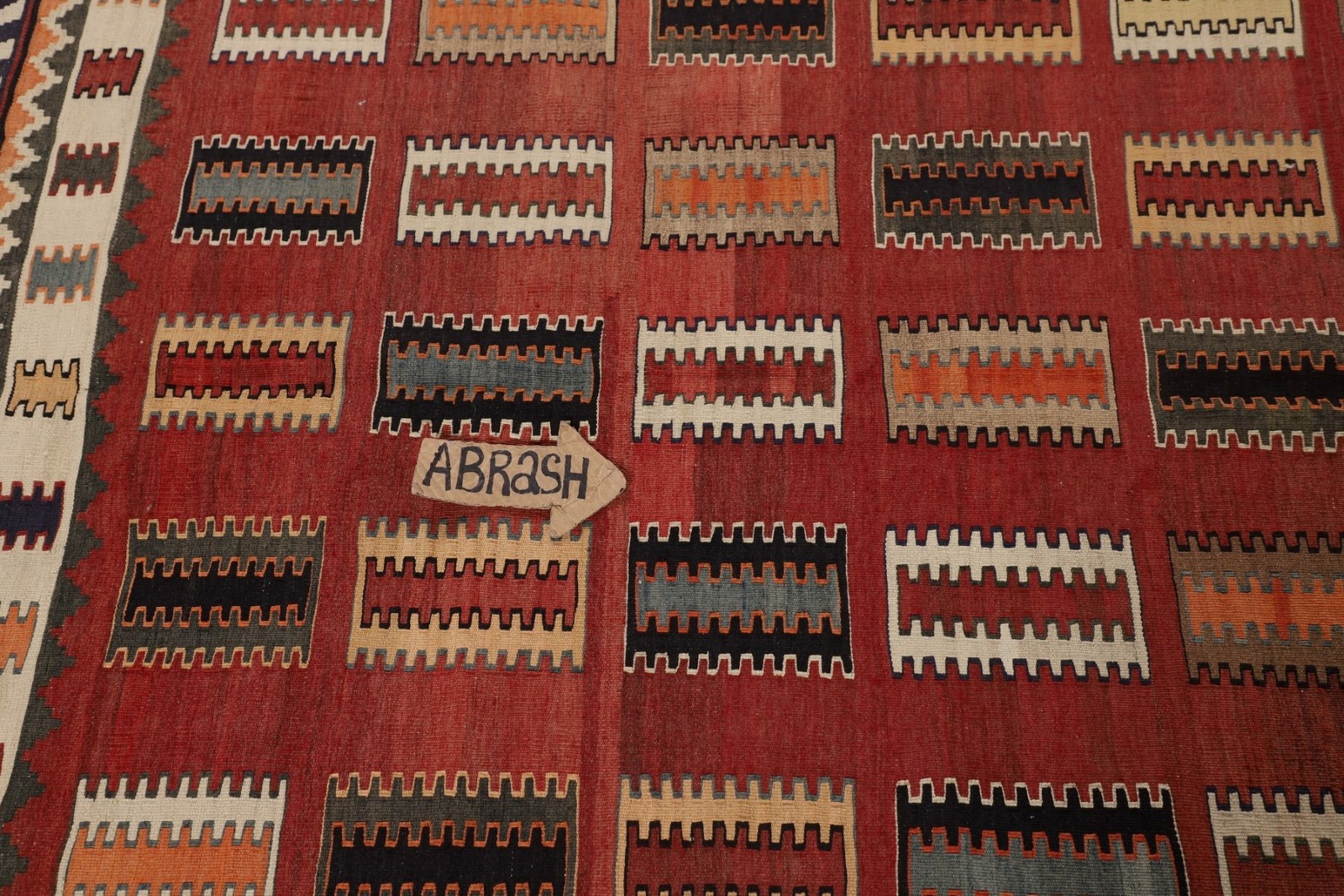 Red Kilim Vintage Area Rug 5×8 Hand-woven Geometric Vegetable Dye Tribal Style