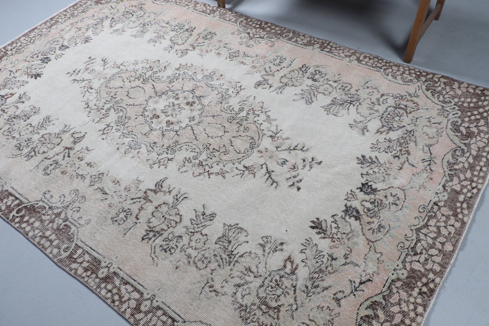 5,6×8,9 ft Rug, Large Vintage Rug, White Rug Ikat Rug