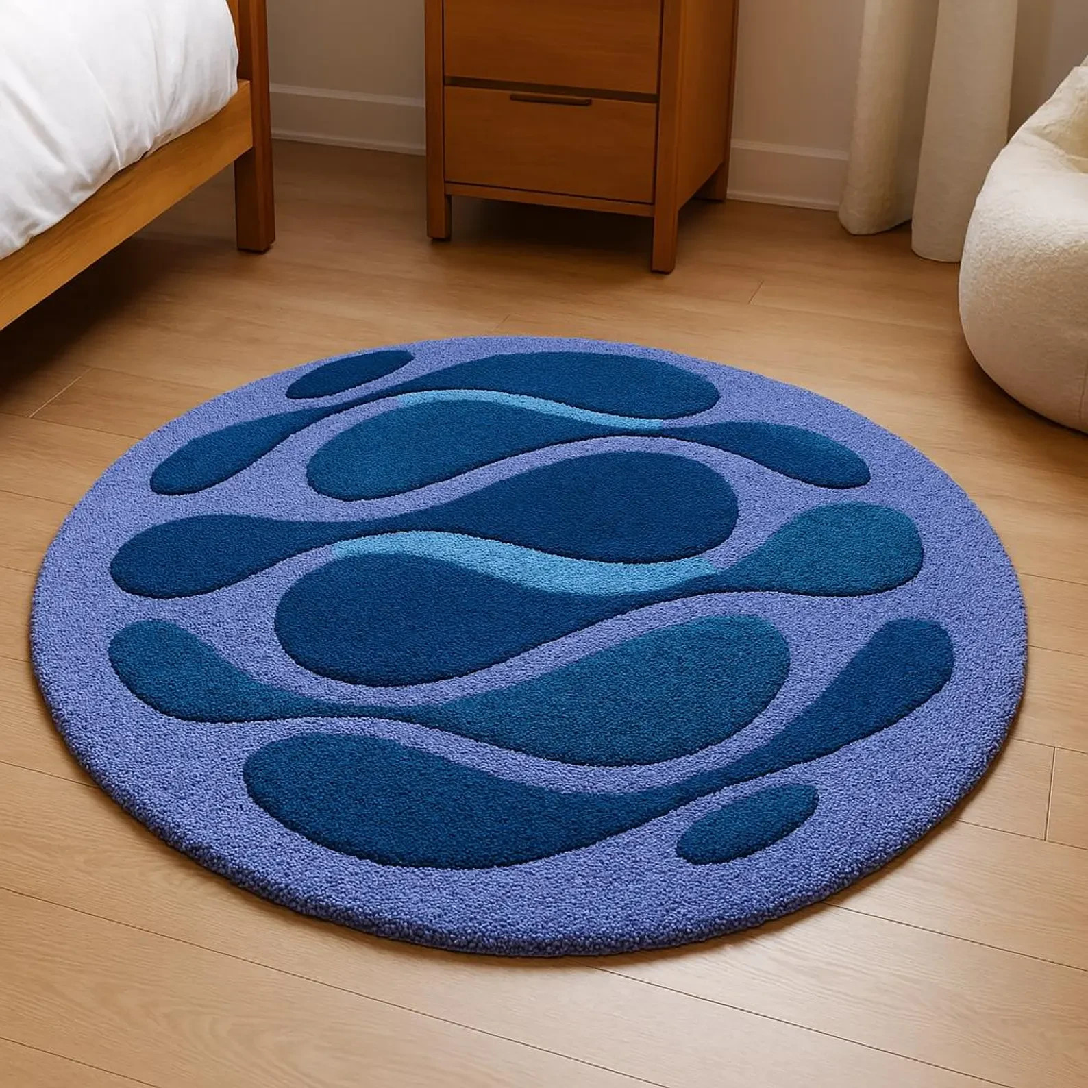 luxury round hand-tufted rug blue purple sunray design modern deco carpet