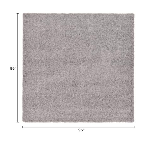 Unique Loom Solo Solid Shag 8 x 8 Square Area Rug Cloud Gray Soft Short Pile